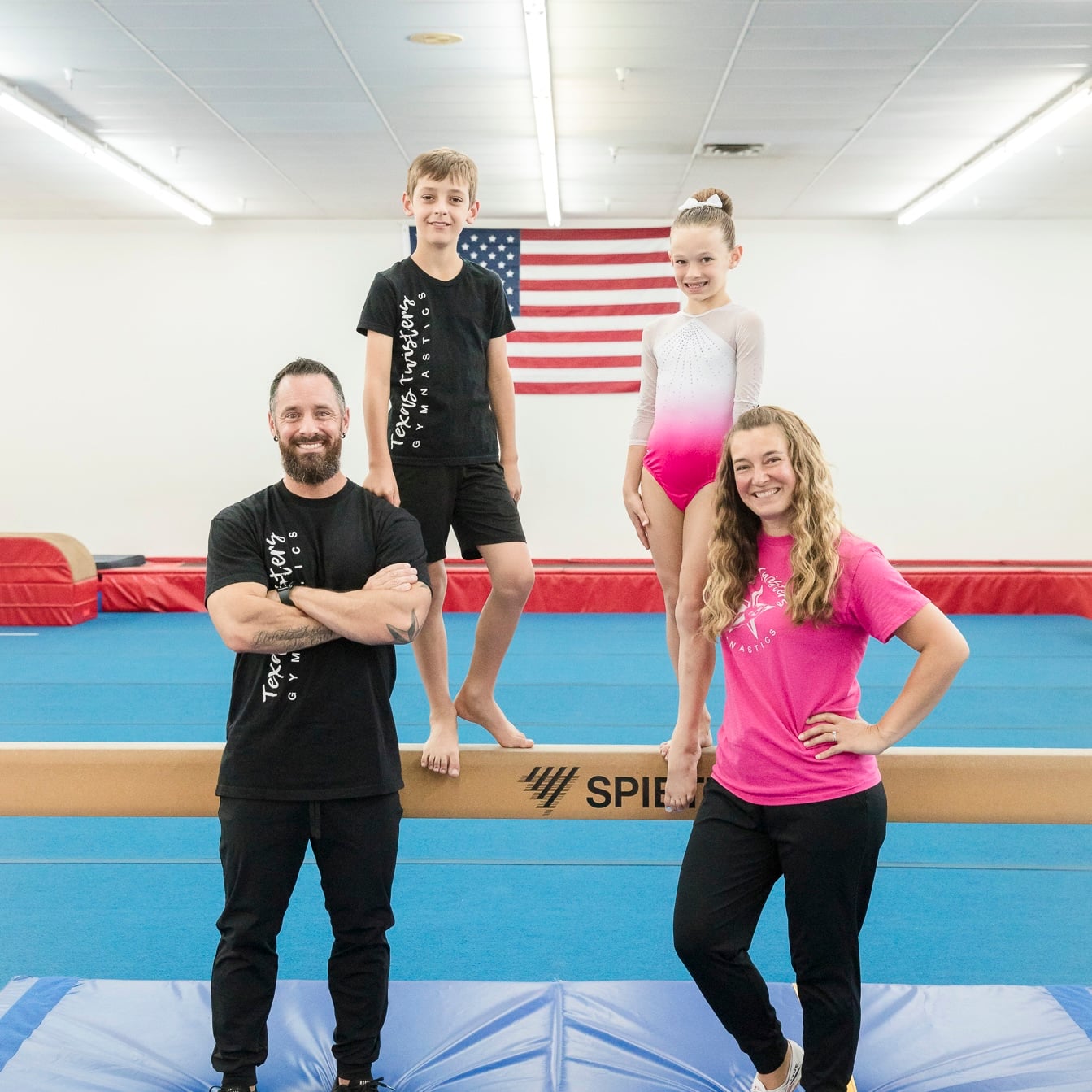 Todd, Becky and family, owners of Texas Twisters Gymnastics